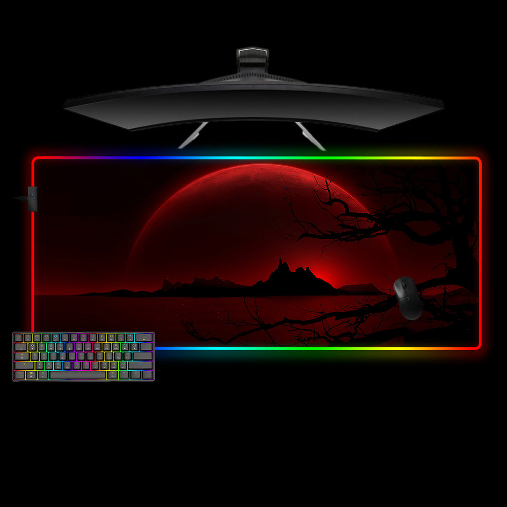 Allleftout Blood Moon Design Rgb Gaming Mouse Pad, Computer Desk Mat