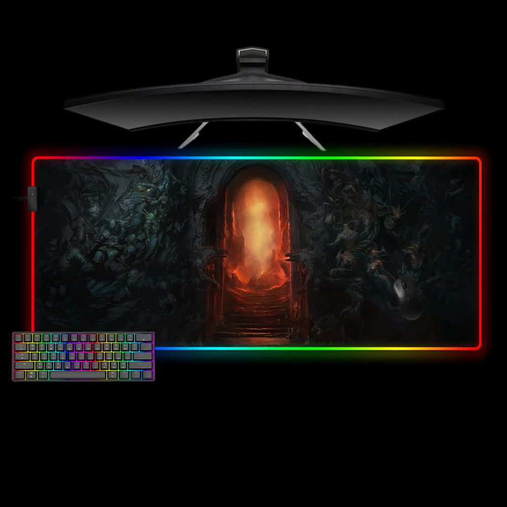 Allleftout Diablo Hell Gate Design Rgb Gaming Mouse Pad, Computer Desk Mat