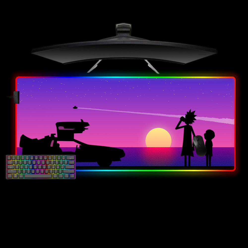 Allleftout RAndM Sunset Design Rgb Gaming Mouse Pad, Computer Desk Mat