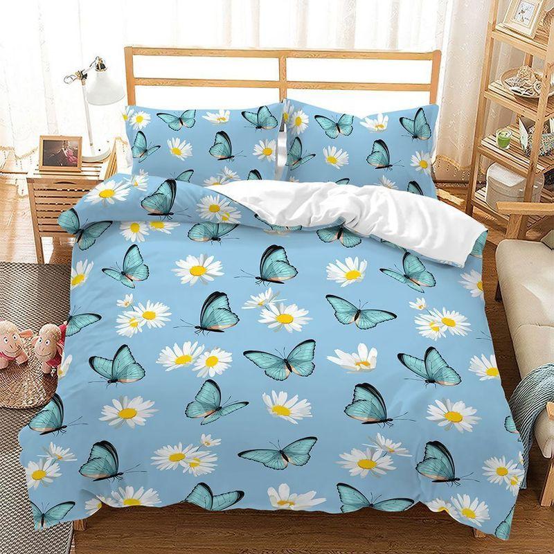 Butterfly Daisy Bedding Set Cover Cute Butterfly And Daisy Pattern Lover Gift