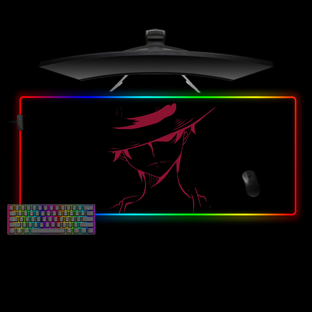Allleftout Monkey D. Luffy Logo Design Rgb Gaming Mouse Pad, Computer Desk Mat