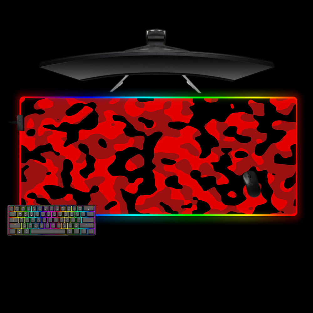 Allleftout Red And Black Camouflage Design Rgb Gaming Mouse Pad, Computer Desk Mat