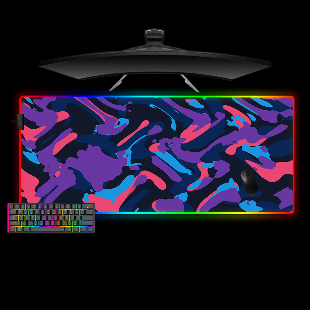 Allleftout Purple Blue Camouflage Design Rgb Gaming Mouse Pad, Computer Desk Mat