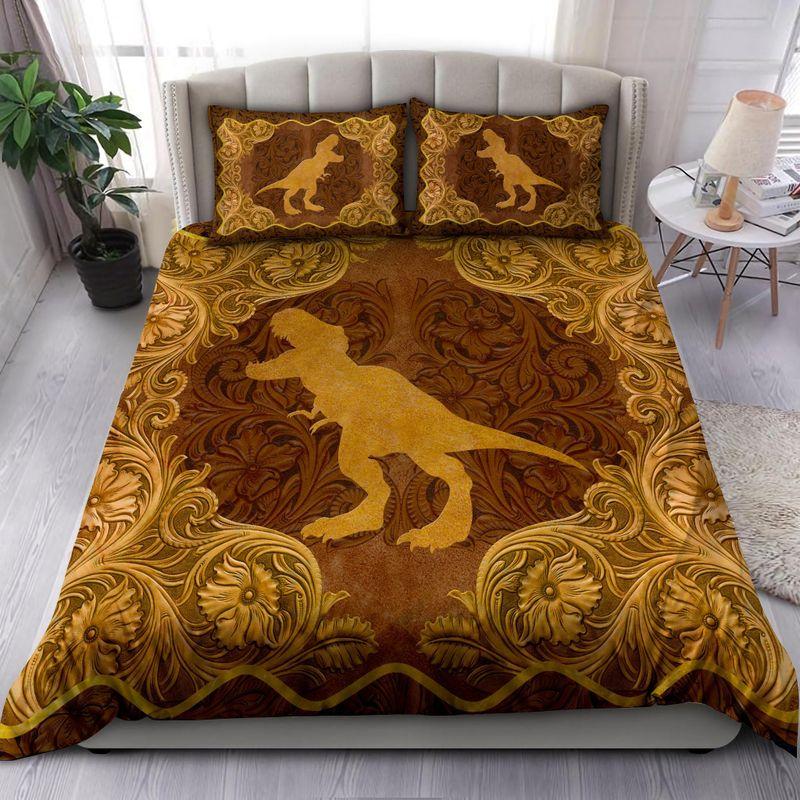 Dinosaur Antique Floral Bedding Set Dinosaur Wood Floral Carved Dinosaur Lover Gift
