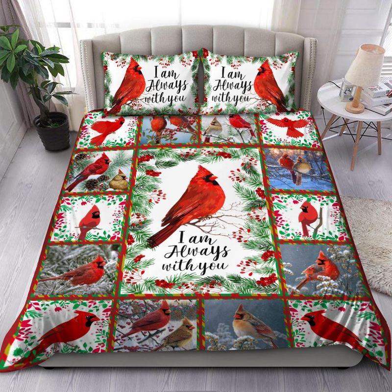 Beautiful Cardinal Birds I Am Always With You Bedding Set Christmas Day