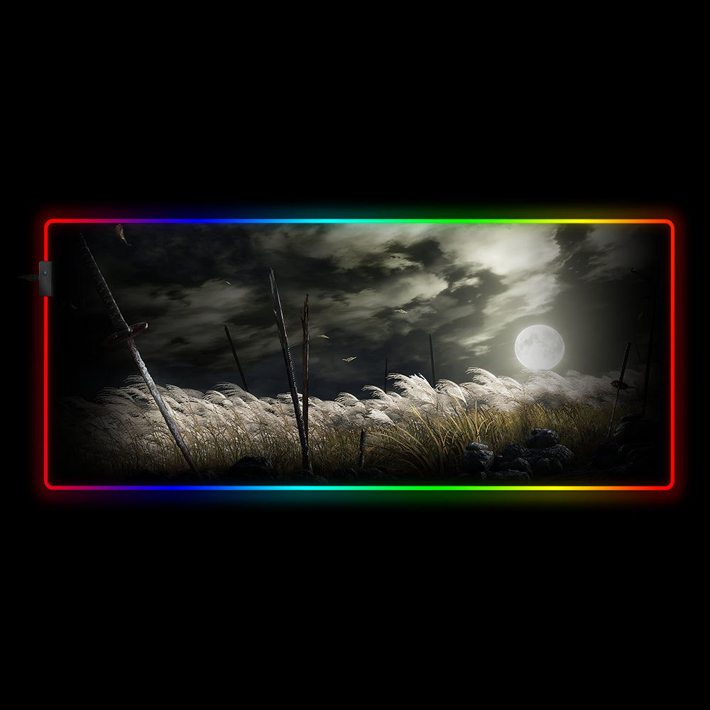 Allleftout Silvergrass Field Design Rgb Gaming Mouse Pad, Computer Desk Mat