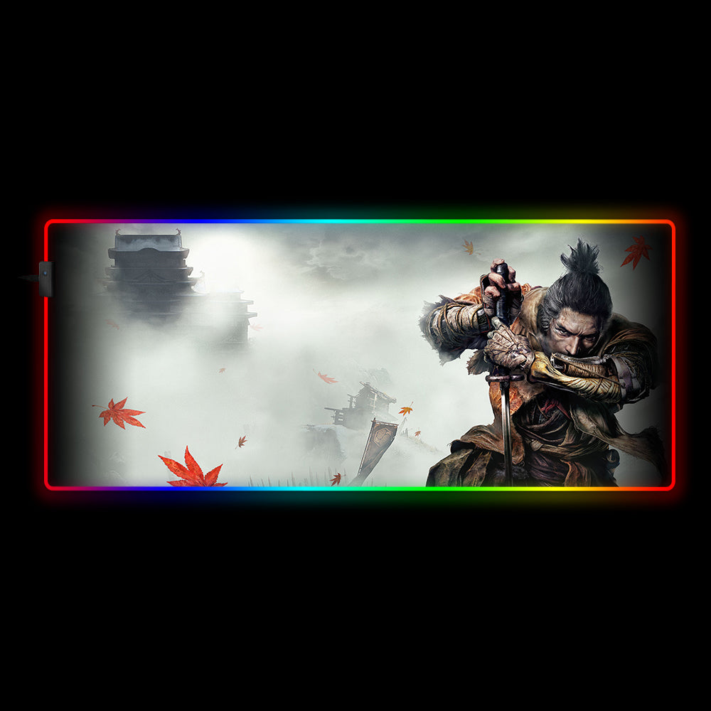 Allleftout Sekiro Mist Design Rgb Gaming Mouse Pad, Computer Desk Mat