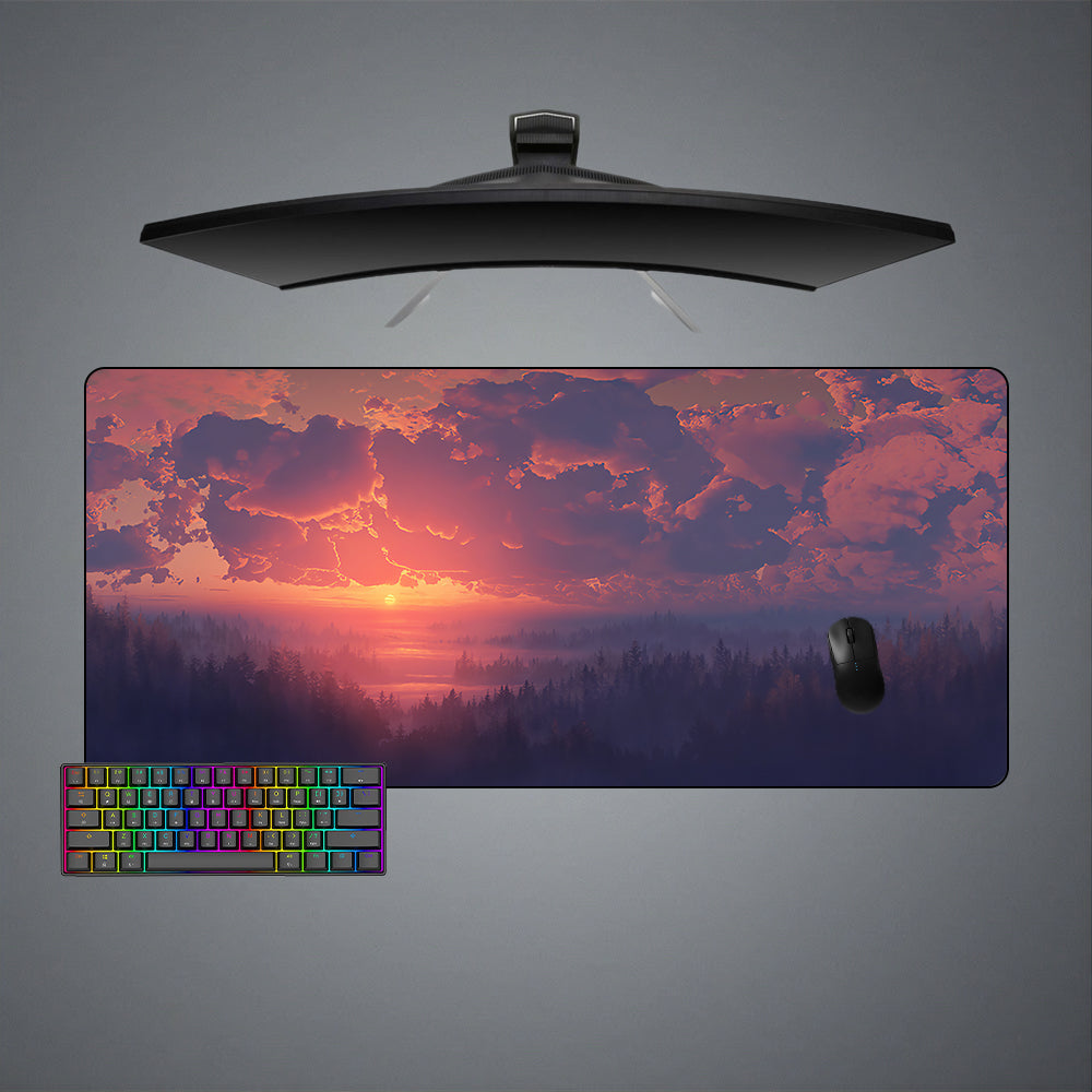 Allleftout Foggy Sunset Design Gaming Mouse Pad, Computer Desk Mat