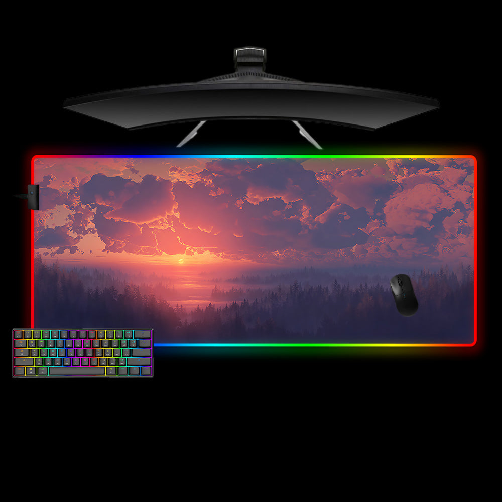 Allleftout Foggy Sunset Design Rgb Gaming Mouse Pad, Computer Desk Mat