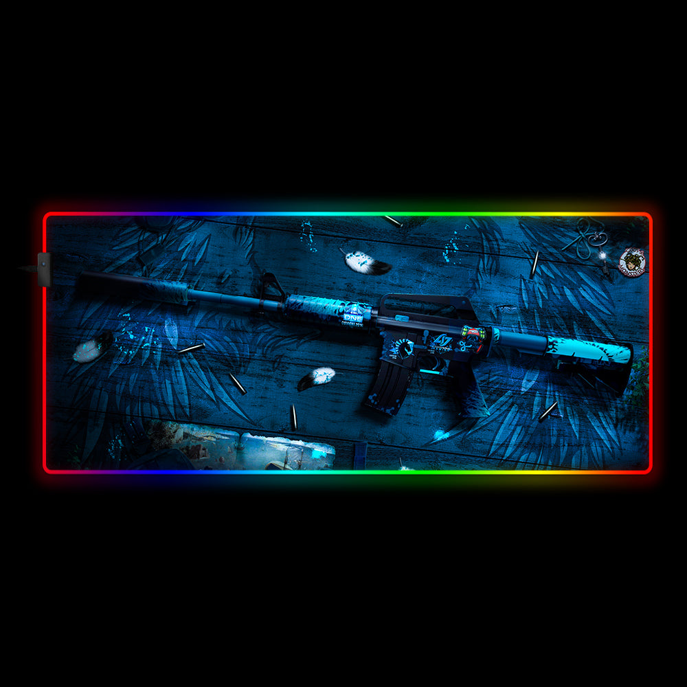 Allleftout Csgo Icarus Fell Design Rgb Gaming Mouse Pad, Computer Desk Mat