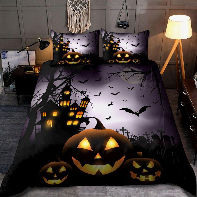 The Bat Night Halloween Bedding Set Pumpkin Holiday Gift Idea
