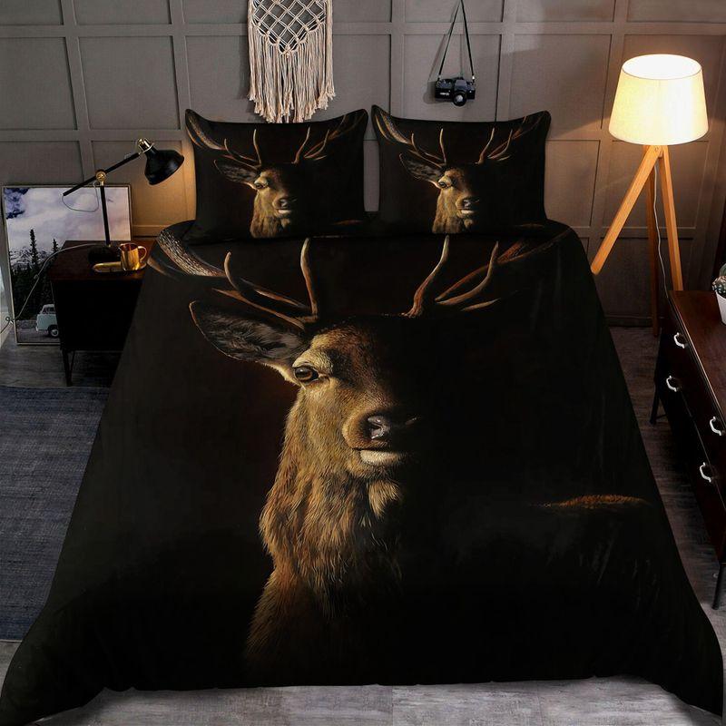 Deer Portrait Bedding Set Deer Hunting Bedding Set Deer Hunter Duvet Cover Hunting Lover Gift