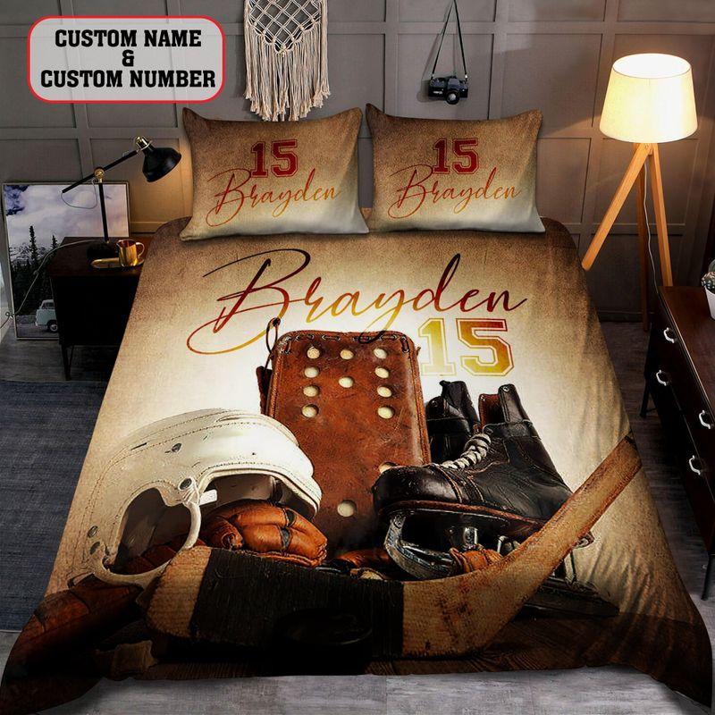Custom Name Baseball Bedding Set Baseball Player Vintage Fans Gift