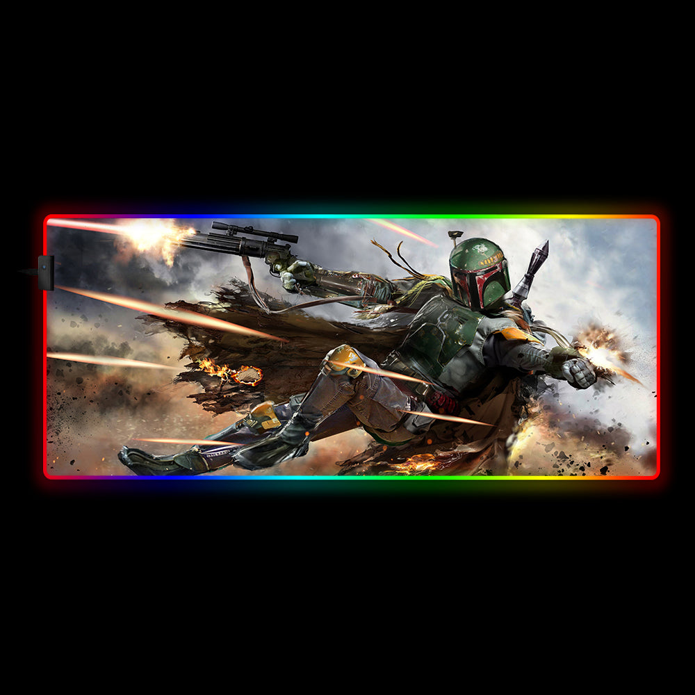 Allleftout Boba Fett Design Rgb Gaming Mouse Pad, Computer Desk Mat