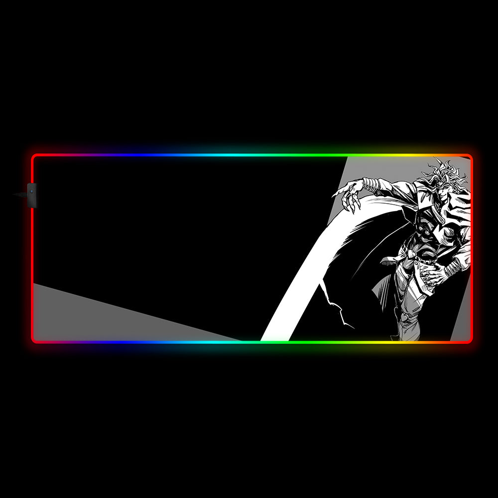 Allleftout Dio Brando Black And White Design Rgb Gaming Mouse Pad, Computer Desk Mat
