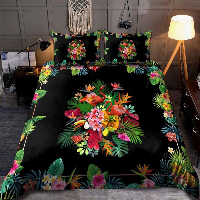 Tropical Flamingo And Toucan Bird Bedding Set Flamingo Summer Gift