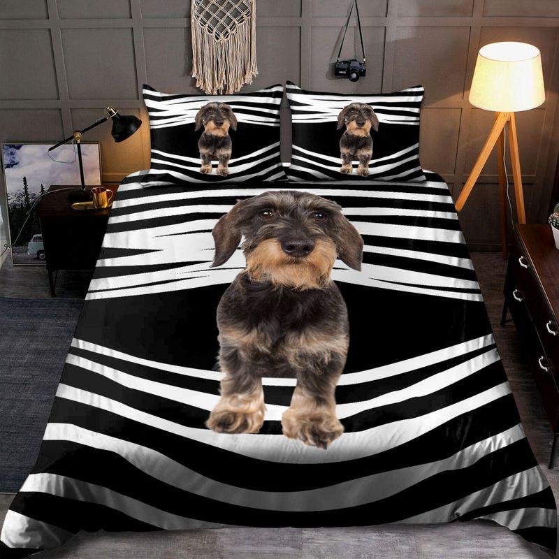 Schnauzer Bedding Set Love Puppy Schnauzers Dog Curtain Printed