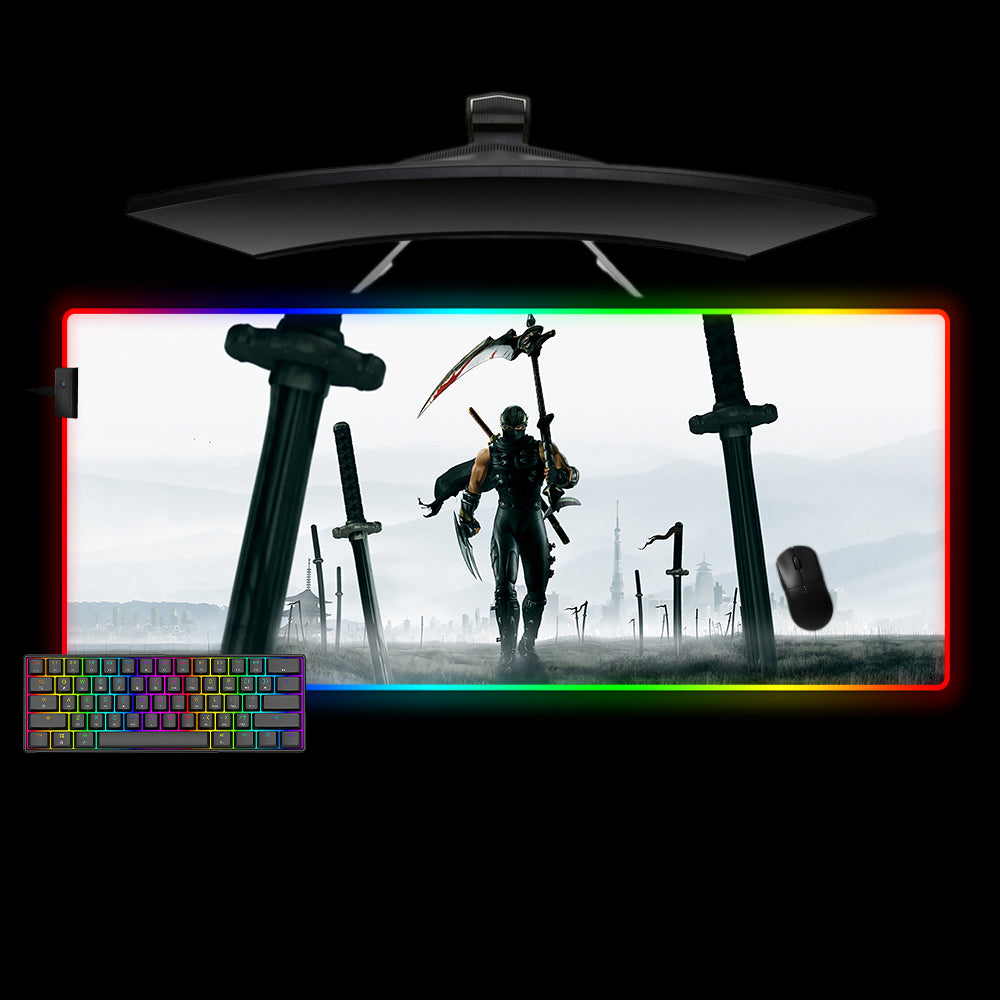 Allleftout Ninja Gaiden Swords Design Rgb Gaming Mouse Pad, Computer Desk Mat