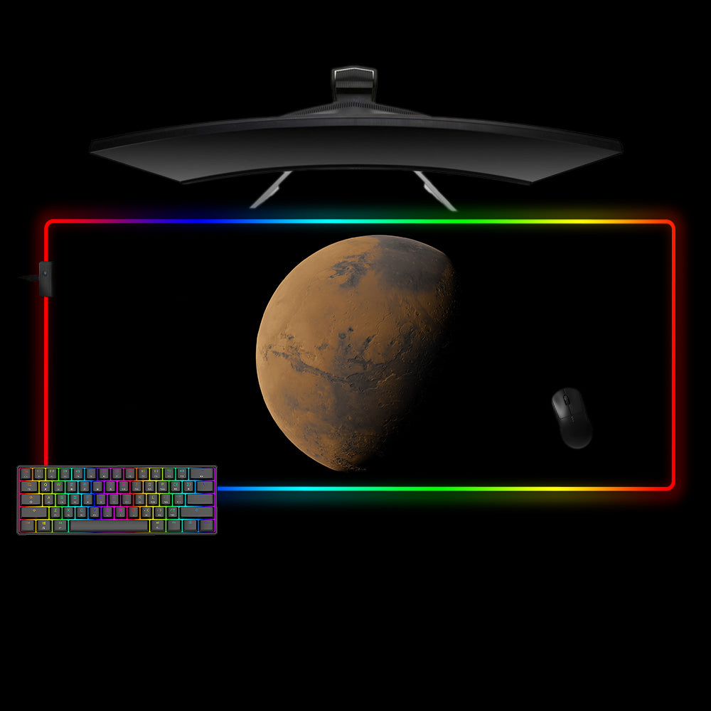 Allleftout Planet Mars Design Rgb Gaming Mouse Pad, Computer Desk Mat