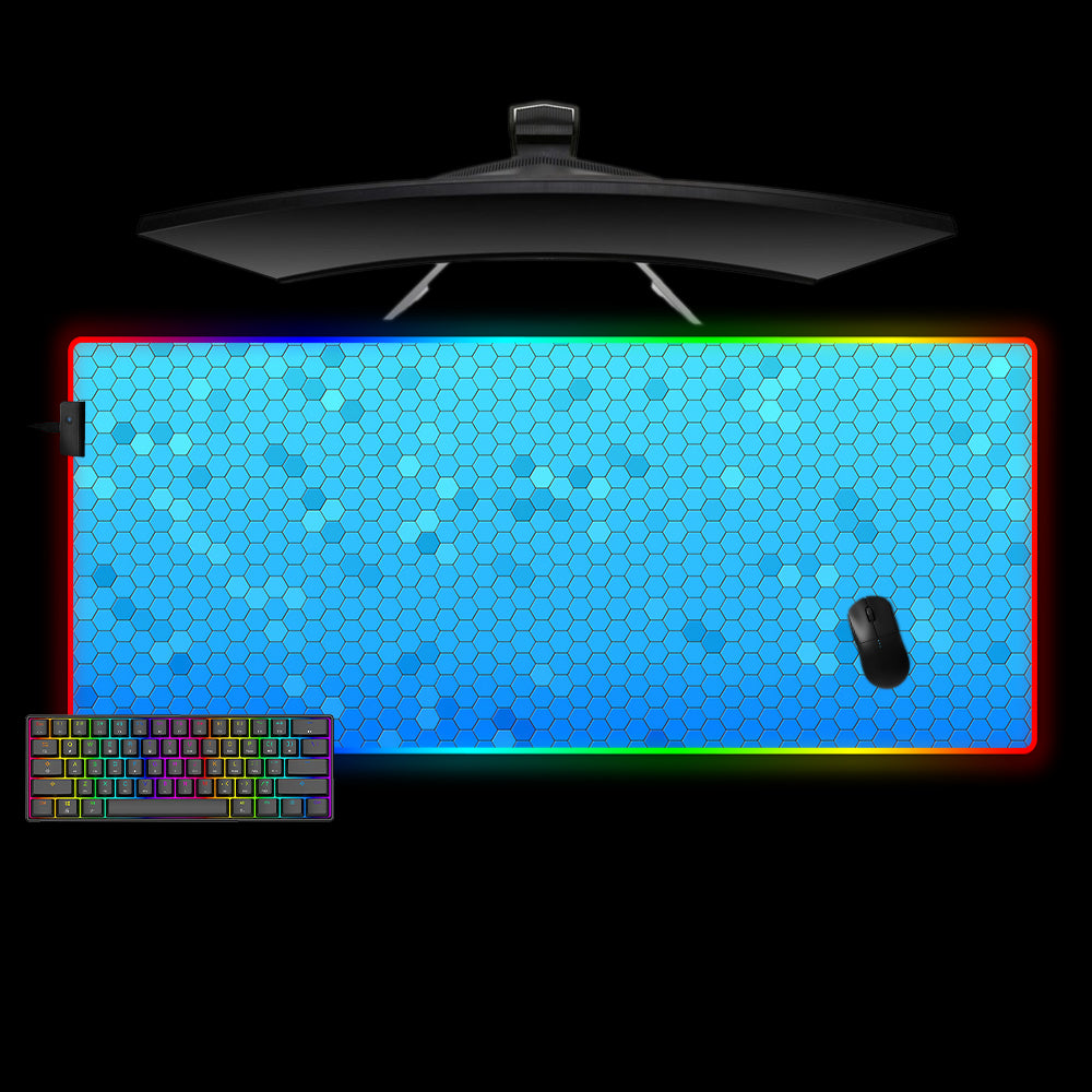Allleftout Blue Hex Design Rgb Gaming Mouse Pad, Computer Desk Mat