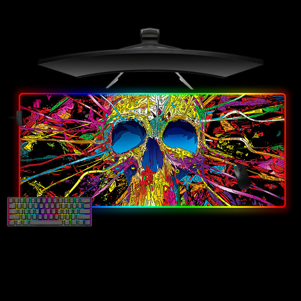 Allleftout Connected Skull Design Rgb Gaming Mouse Pad, Computer Desk Mat