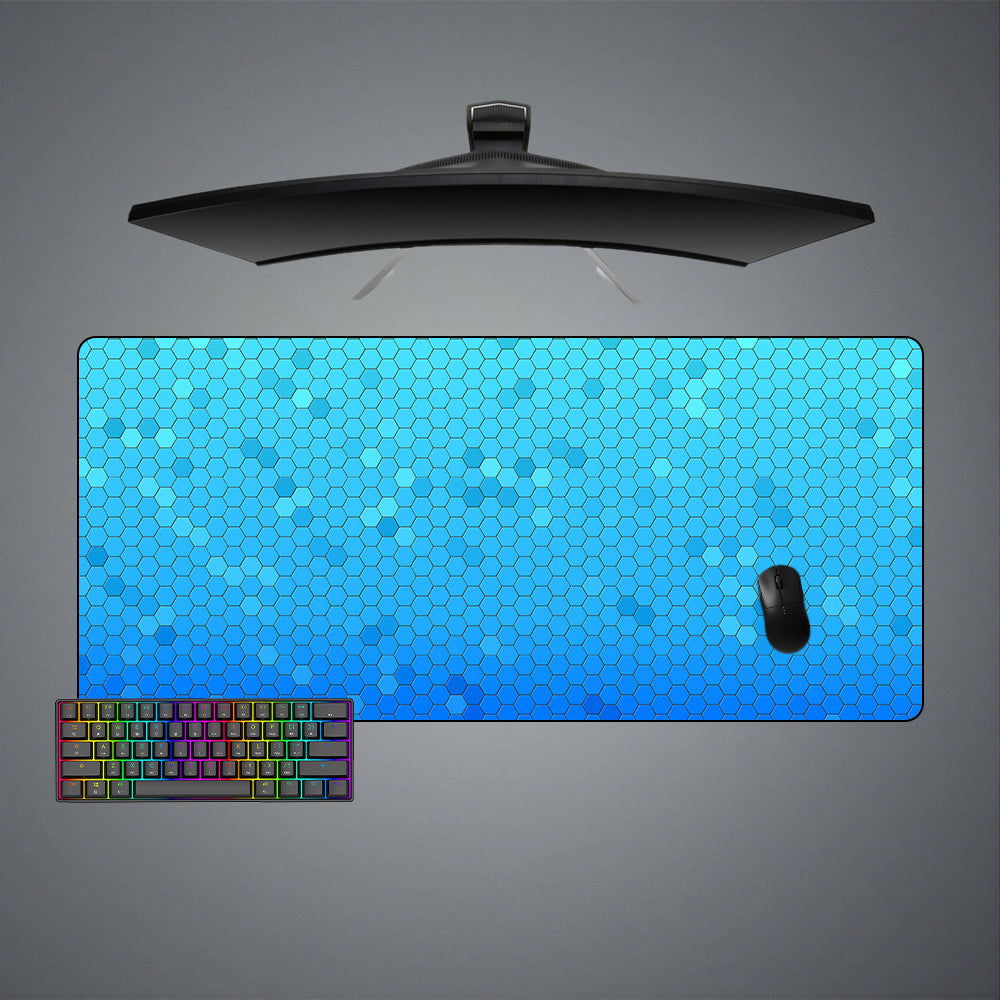Allleftout Blue Hex Design Gaming Mouse Pad, Computer Desk Mat