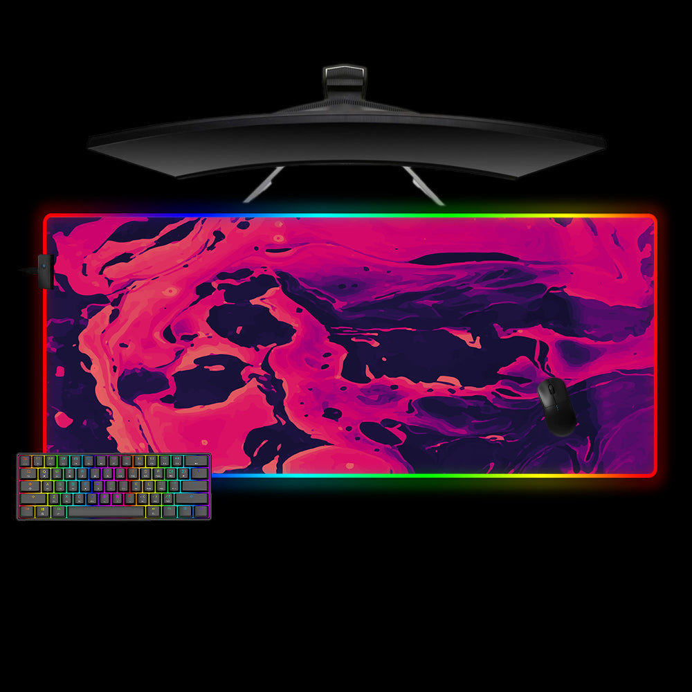 Allleftout Pink Flow Design Rgb Gaming Mouse Pad, Computer Desk Mat