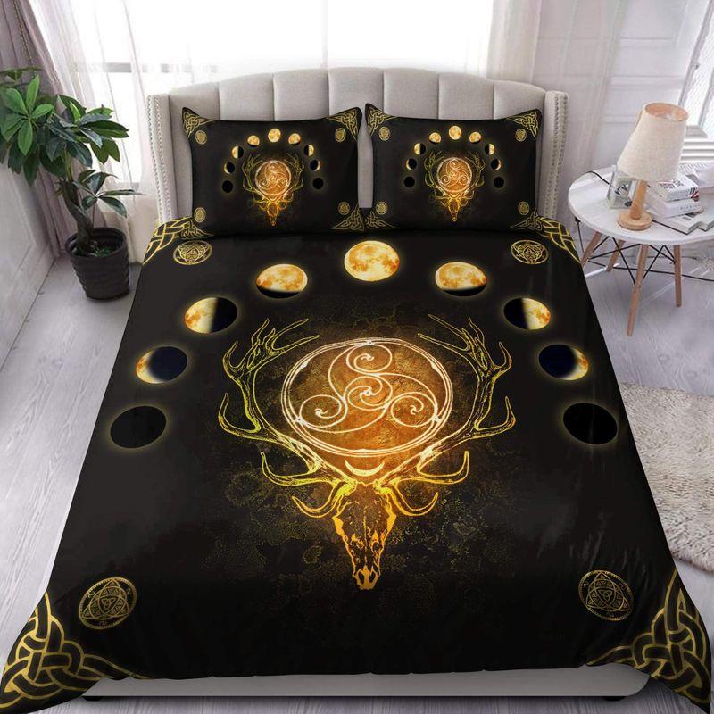 Deer Moon Phases Wicca Ritual Comforter Set Deer Trophy Astrology