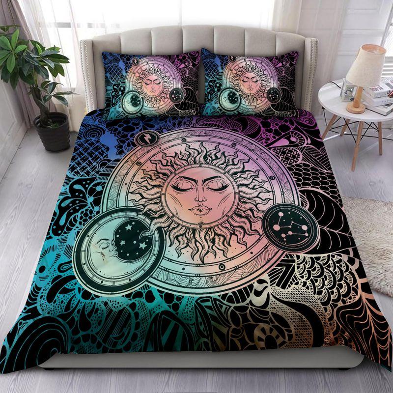 Hippie Sun Bedding Set Mandala Sun Moon Art Wicca Lovers Home Decor