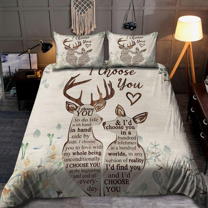 Buck Joe Deer Hunter Comforter Set Husband Wife I Choose You To Do Life