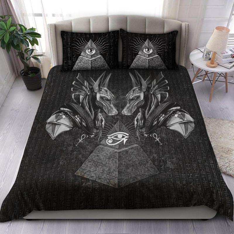 Horus Eye Egypt Anubis Ancient D Bedding Set Black Egypt Culture Fans