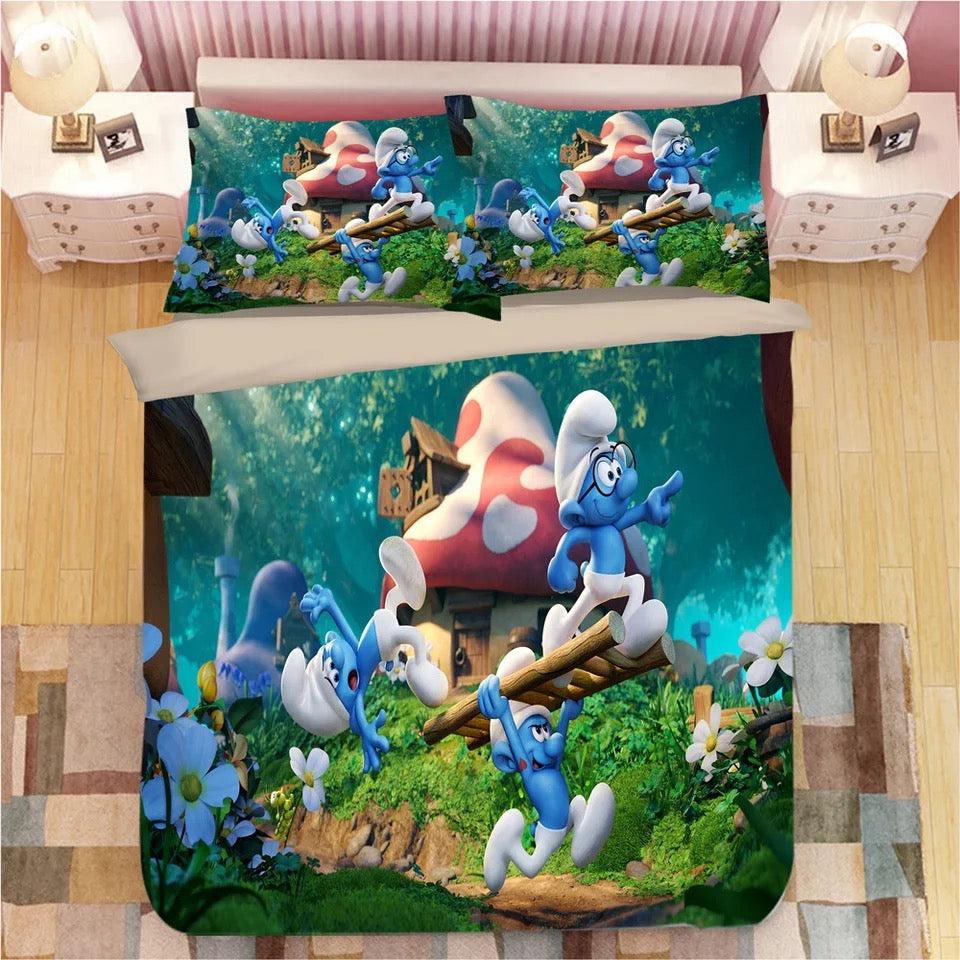 The Smurfs  #1 Duvet Cover Quilt Cover Pillowcase Bedding Set Bed Home Decor
