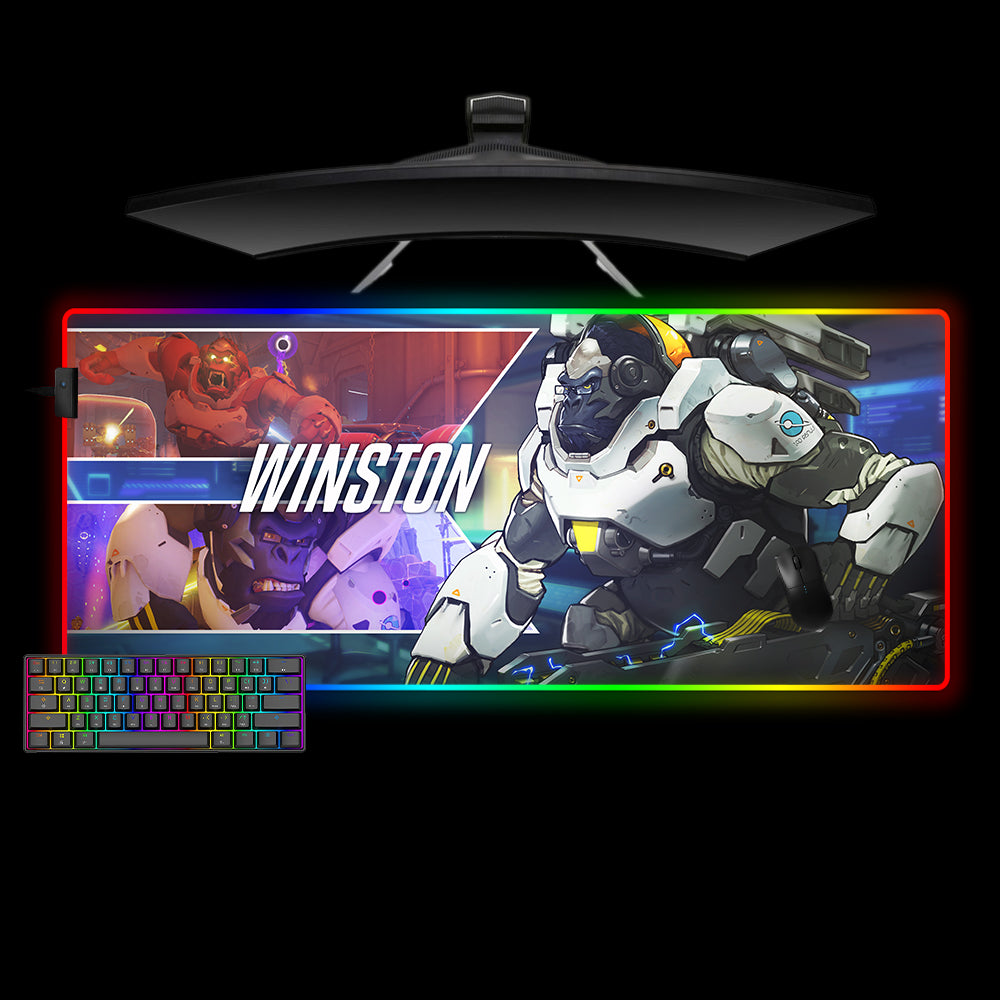 Allleftout Overwatch Winston Design Rgb Gaming Mouse Pad, Computer Desk Mat