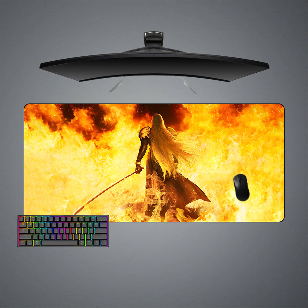 Allleftout Sephiroth Flames Design Gaming Mouse Pad, Computer Desk Mat
