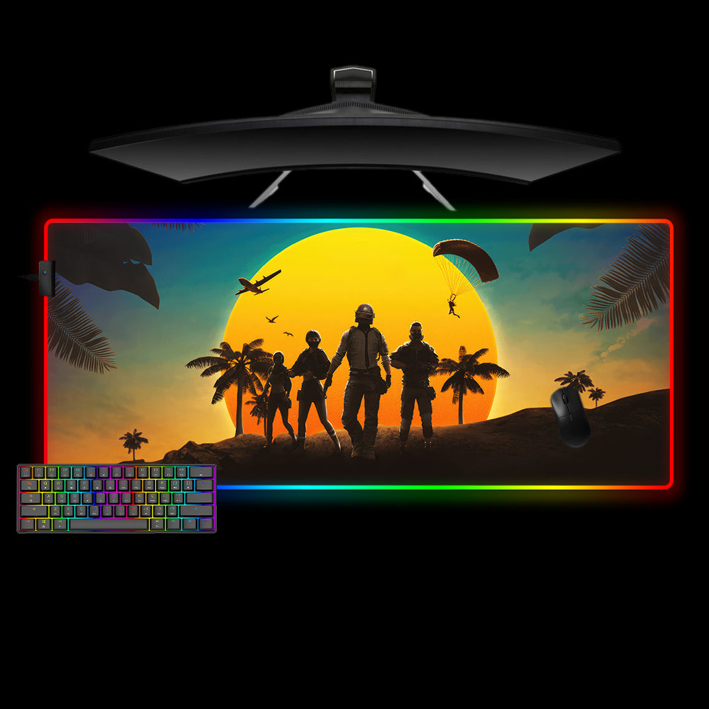 Allleftout Pubg Sun Design Rgb Gaming Mouse Pad, Computer Desk Mat