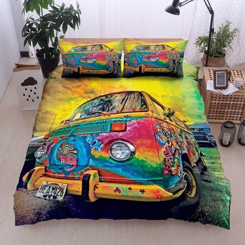 Happy Hippie Van Bedding Set Happy Camper Camping Life Peace Friends Gift