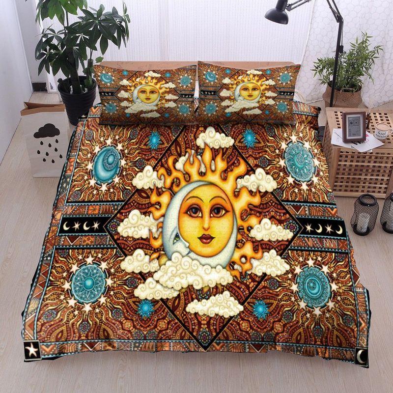 Hippie Sun And Moon Art Bedding Set Hippie Astrology Imagine Bedroom Decor