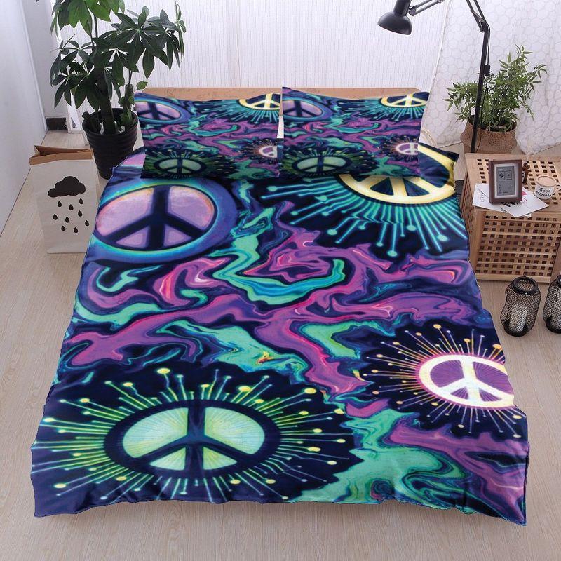 Colorful Hippie Symbol Bedding Set Astrology Stay Trippy Little Hippie