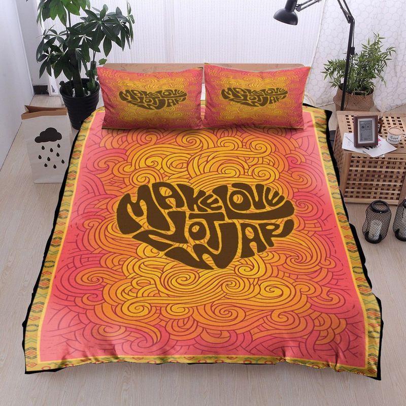Hippie Make Love Not War Bedding Set Peace Hippie Soul Trippy Design
