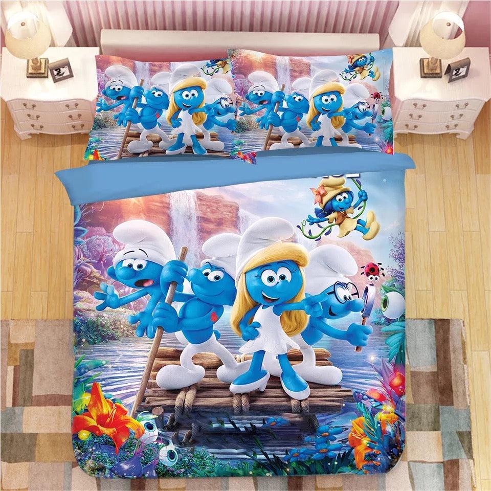 The Smurfs Clumsy Smurf Smurfette  #12 Duvet Cover Quilt Cover Pillowcase Bedding Set Bed Home Decor