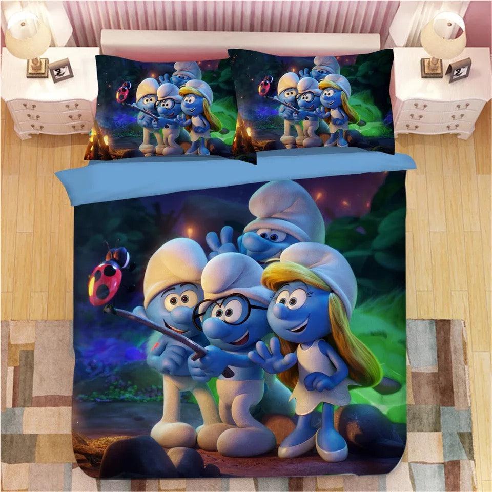 The Smurfs Clumsy Smurf Smurfette  #11 Duvet Cover Quilt Cover Pillowcase Bedding Set Bed Home Decor
