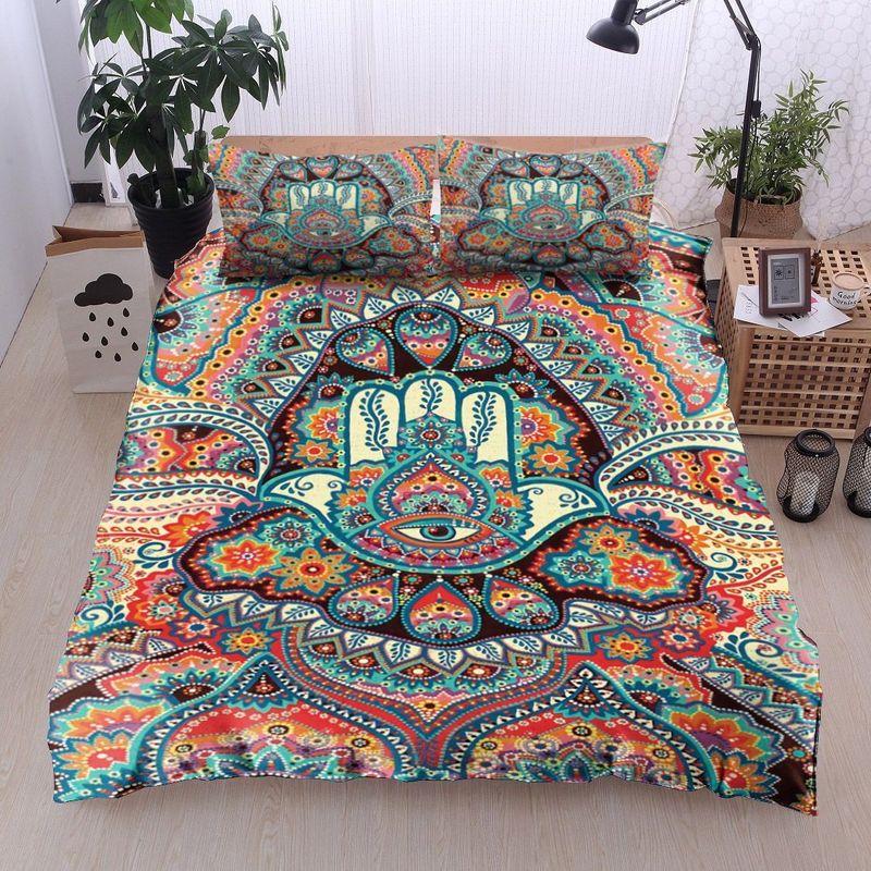 Hamsa Hippie Loving Bedding Set Ritual Wicca Mandala Art Family Gift