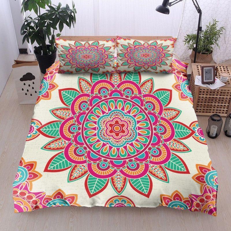 Hippie Flower For Good Nights Bedding Set Mandala Pattern Hippie Sign