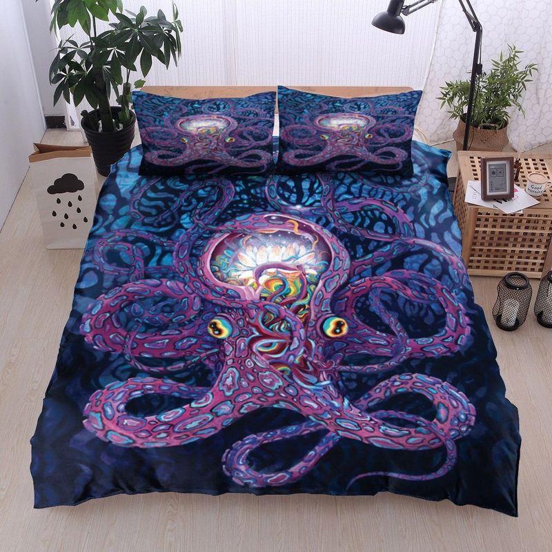 Hippie Octopus Bedding Set Yoga Lotus Ocean Monster Bedroom Decor