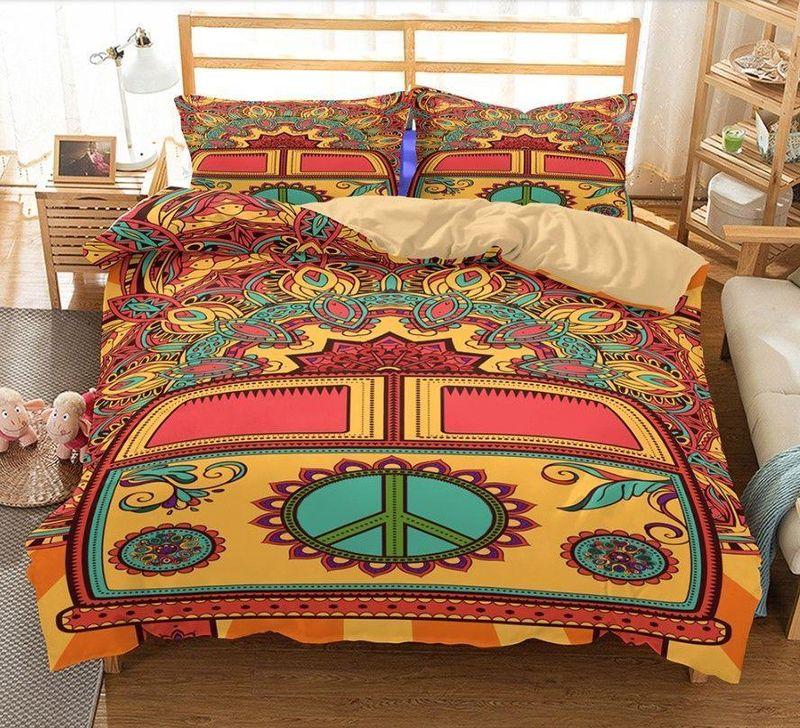 Loving Hippie Van Bus Camping Bedding Set Stay Trippy Little Hippie