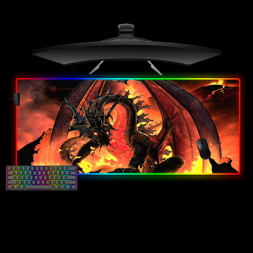 Allleftout Lava Dragon Design Rgb Gaming Mouse Pad, Computer Desk Mat