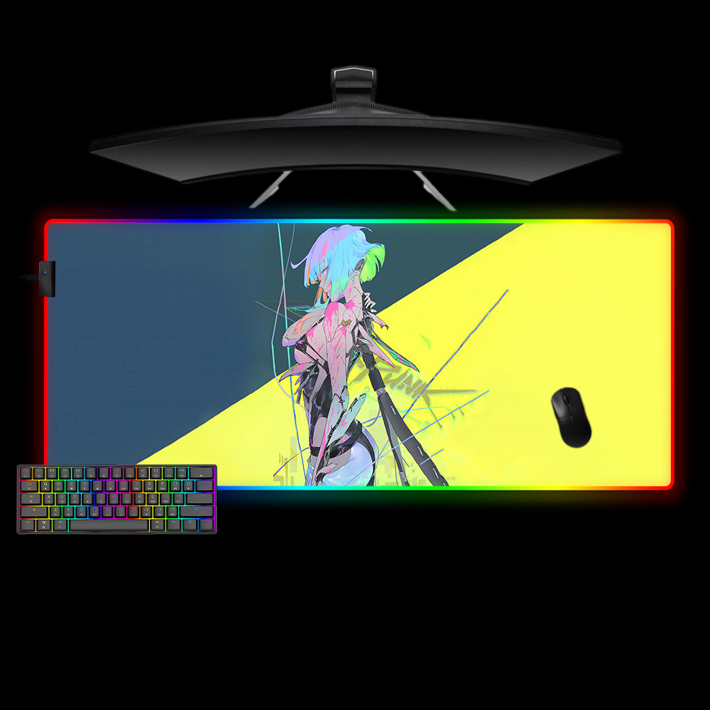 Allleftout Cyberpunk Lucy Design Rgb Gaming Mouse Pad, Computer Desk Mat
