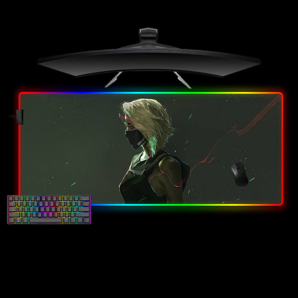 Allleftout Cyberpunk Horned Girl Design Rgb Gaming Mouse Pad, Computer Desk Mat