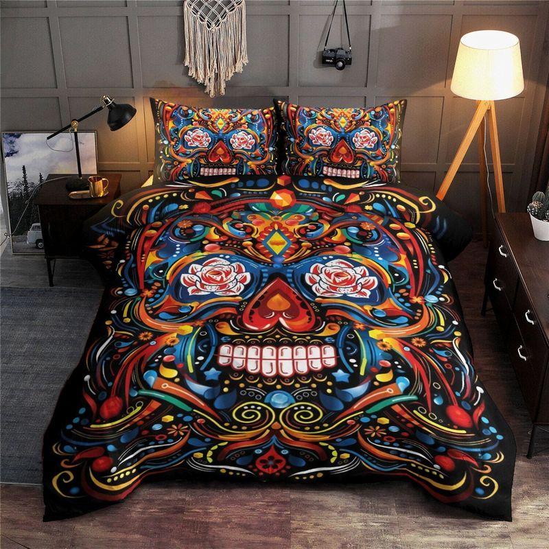 Skulls Hippie Bedding Set Day Of The Dead Skull Pattern Day Of The Dead Gift