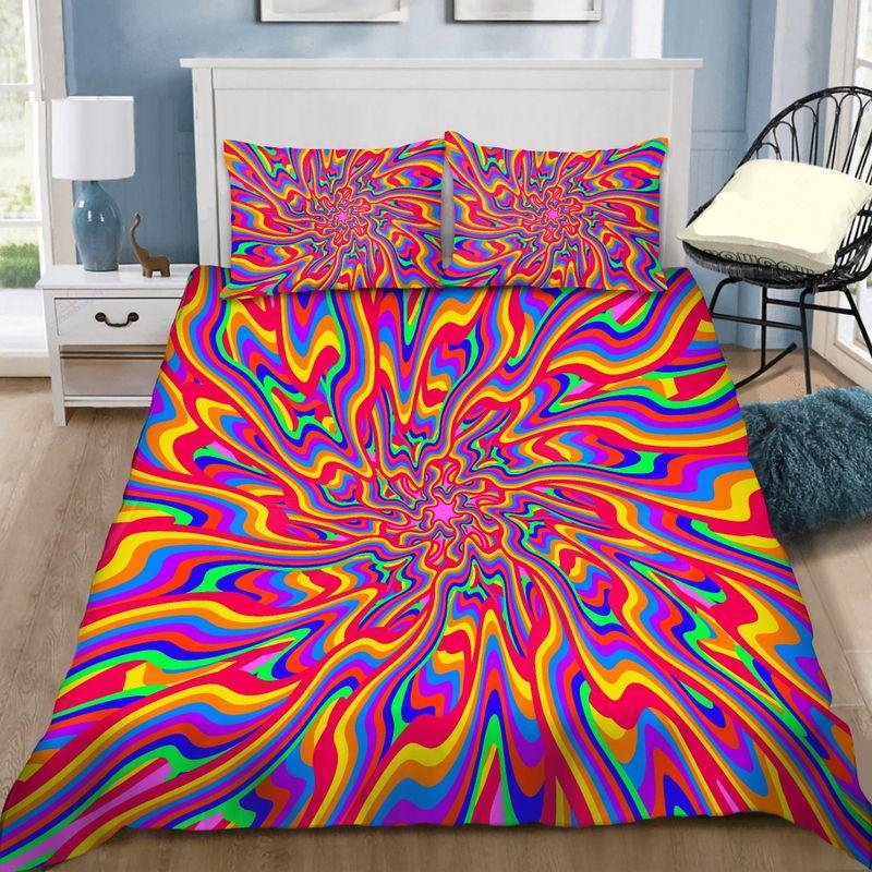 Hippie Trippy Bedding Set Colorful Hippie Pattern Hippie Gift